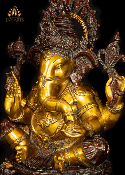 20" Lambodara Ganesh (Lord with a big belly) - Brass Ganapati Statue