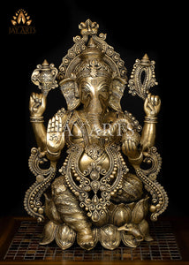 21" Shashivarna Ganesh (Moon like complexion) - Brass Ganapati Statue