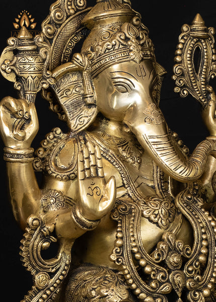 21" Shashivarna Ganesh (Moon like complexion) - Brass Ganapati Statue