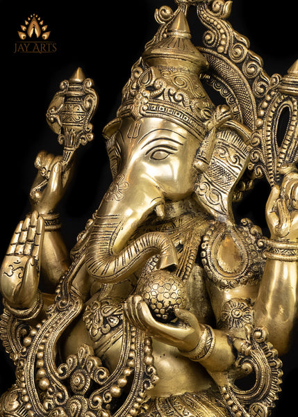 21" Shashivarna Ganesh (Moon like complexion) - Brass Ganapati Statue