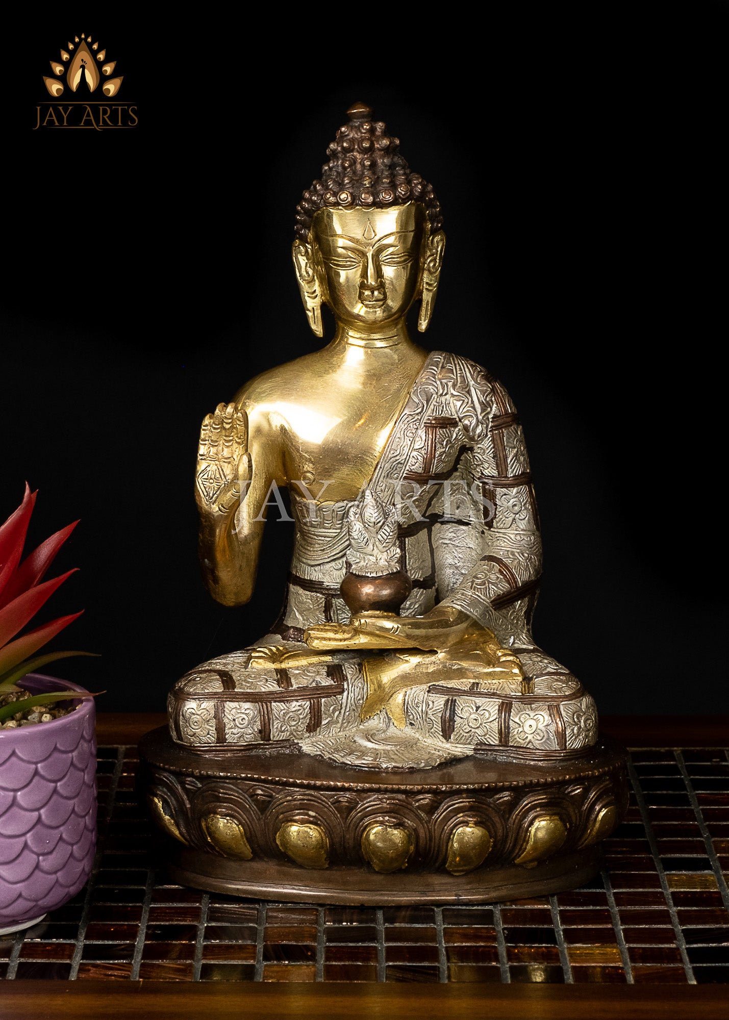 11" Buddha in Abhaya Mudra - Brass Buddha Statue