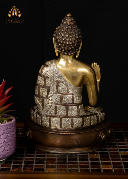 11" Buddha in Abhaya Mudra - Brass Buddha Statue