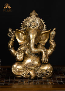 12" Abhaya Ganesh - Brass Ganapati Idol