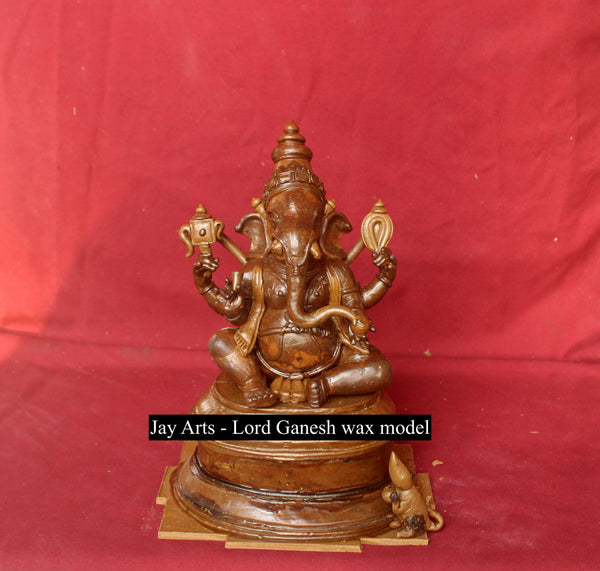 10" Lord Ganesh Bestower of Blessings Bronze Statue from South India