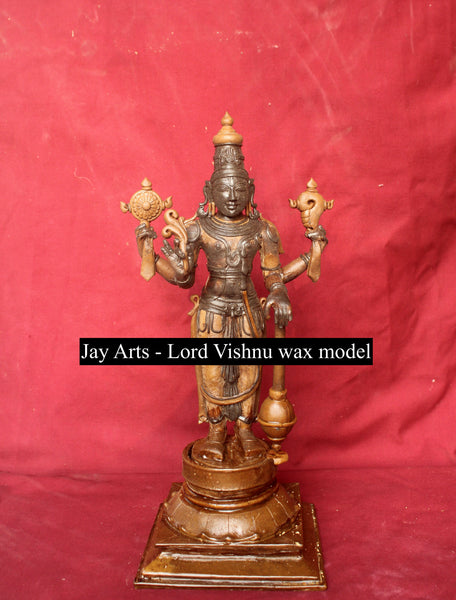 13" Bronze Vishnu with Gada The Divine Protector