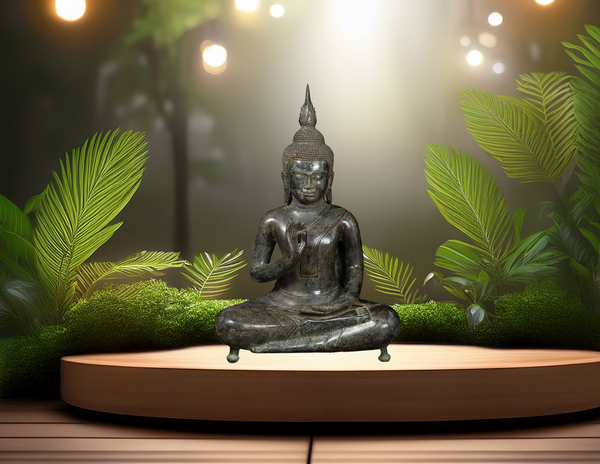 18" Khmer Style Buddha in Vitarka Mudra Gesture of Teaching Cambodian Bronze