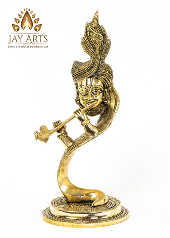 Abstract Flute Krishna 13" Brass Statue