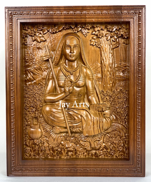 Adi Shankara - Oak wood panel (15.0 inch height)