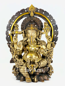 Abhaya Ganesh seated on Lotus