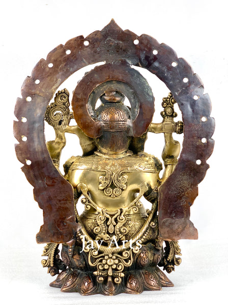 Abhaya Ganesh seated on Lotus