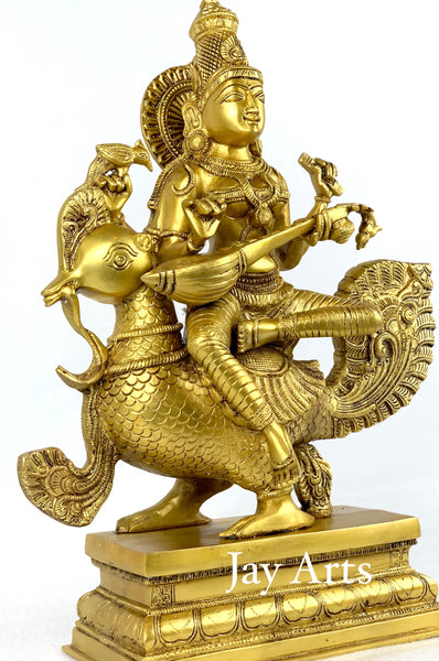 Goddess Saraswathi seated on a Swan ( Hamsavahini )