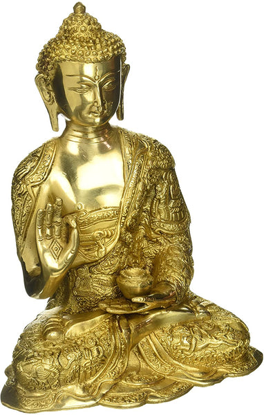 Buddha in Vitarka Mudra with a fine decorated robe
