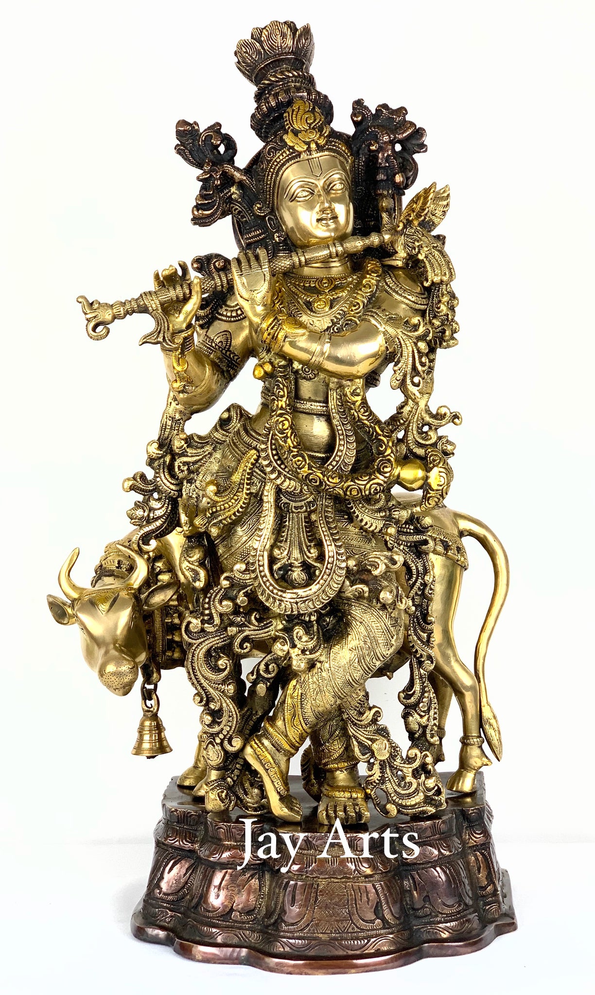 Lord Krishna - The Divine flutist with a cow