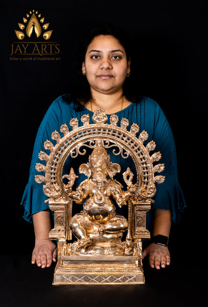 Bronze Maha Ganapathi 21" - Lost-Wax Method Sculpture