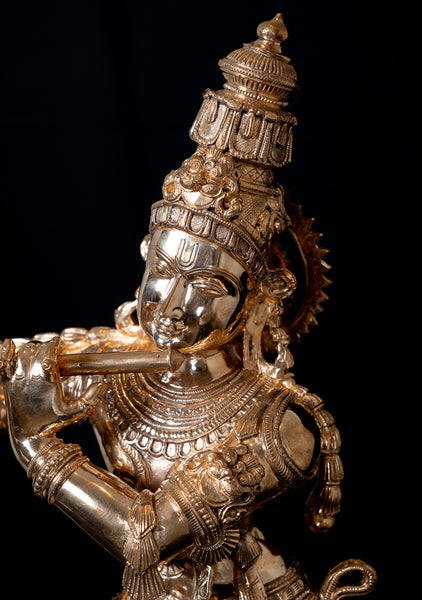 Bronze Vasudeva Krishna 27" - Lost-Wax Method Sculpture