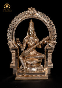 Bronze Goddess Saraswathi 13" - Lost-Wax Method Sculpture