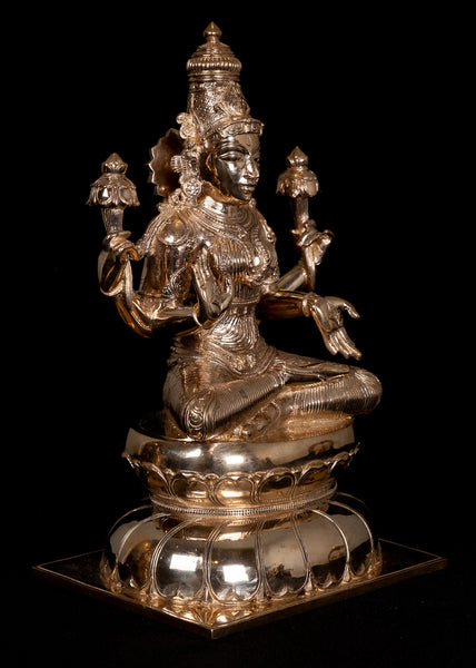 Panchaloha Bronze Goddess Lakshmi 12" - Lost-Wax Method Sculpture