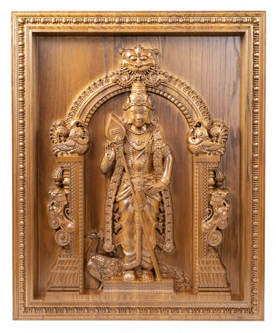 Lord Murugan ( The Tamil God ) - Ashwood Panel 24" x 19"