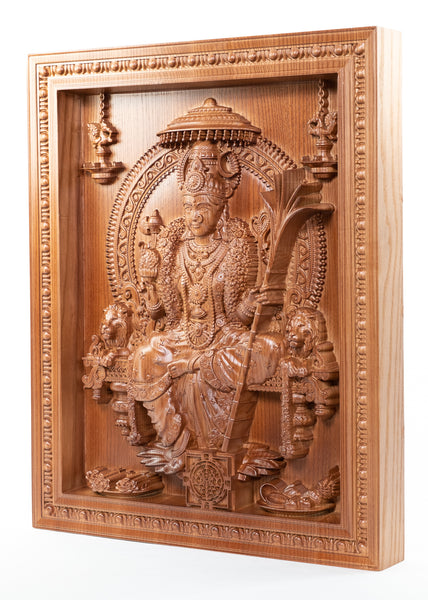 Goddess Lalita Devi - Ash wood wall panel