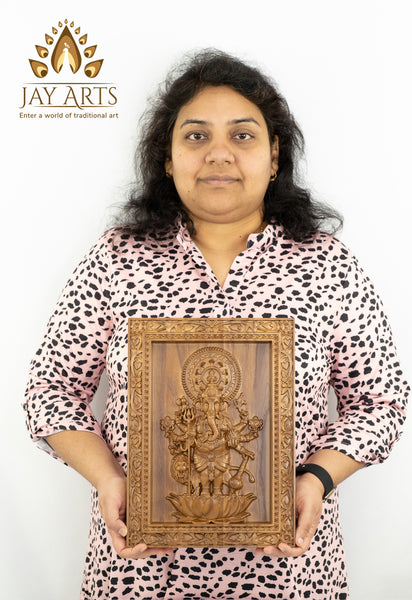 Shuba Drishti Ganapathi - Kan Drishti Pillayar Wood Panel (Square frame)