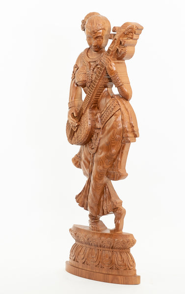 Standing Lady with a Veena - Two Feet Wood Panel