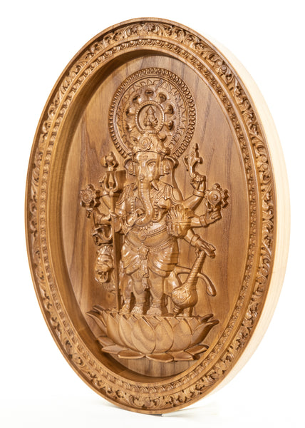 Shuba Drishti Ganapathi - Kan Drishti Pillayar Wood Panel (Oval frame)