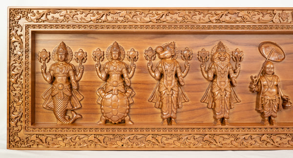 The Ten Incarnations of Lord Vishnu - The Grand Panel of Dasavataram