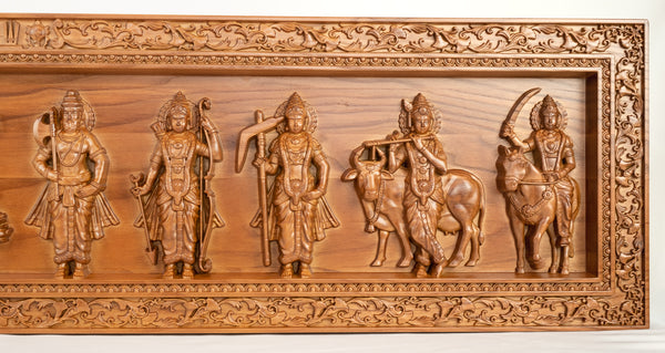 The Ten Incarnations of Lord Vishnu - The Grand Panel of Dasavataram