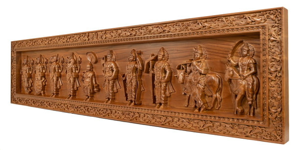 The Ten Incarnations of Lord Vishnu - The Grand Panel of Dasavataram