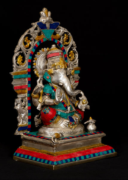Lord Ganesh sitting on a Kirtimukha Throne