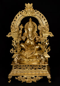 Shri Vighna Vinayaka - A Magnificent Gesture of Lord Ganesha 28" Brass Statue