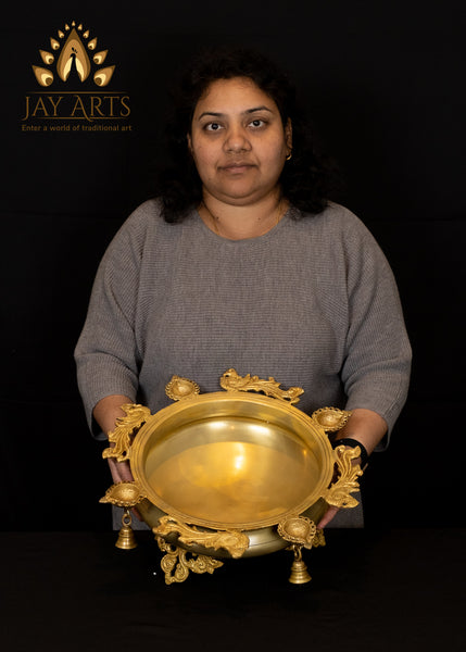 Mayur Urli with Lamps and Bells