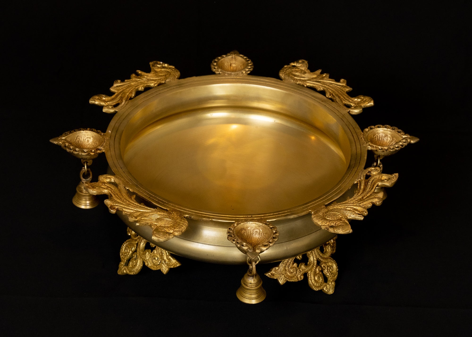 Mayur Urli with Lamps and Bells