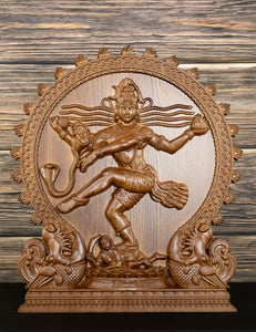 Lord Nataraja Wood Carving (Two Feet Ashwood Panel)