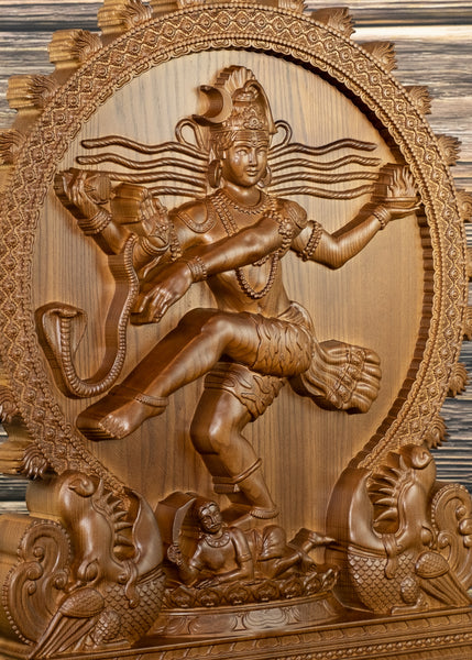 Lord Nataraja Wood Carving (Two Feet Ashwood Panel)