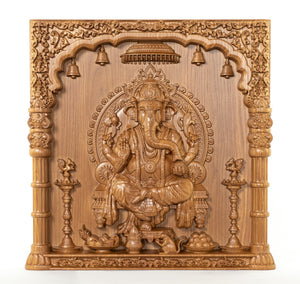 Lord Ganesh Ashwood Panel (18.0 inch)