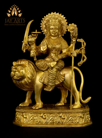 Goddess Durga 12" Brass Statue