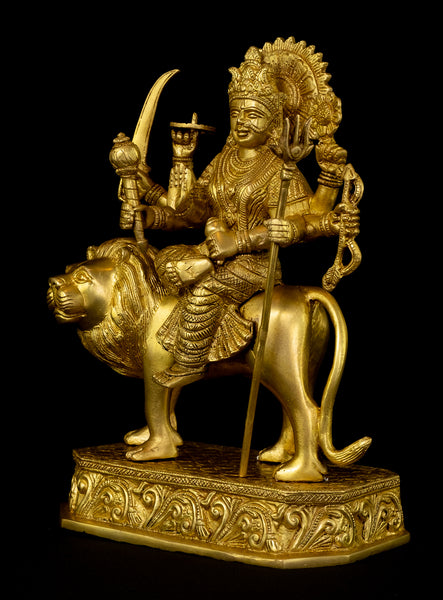 Goddess Durga 12" Brass Statue