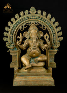 Bronze Lord Ganesha (Antique finish) 21" - Lost-Wax Method Sculpture