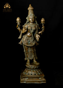 Bronze Standing Goddess Lakshmi 38" - Lost-Wax Method Sculpture