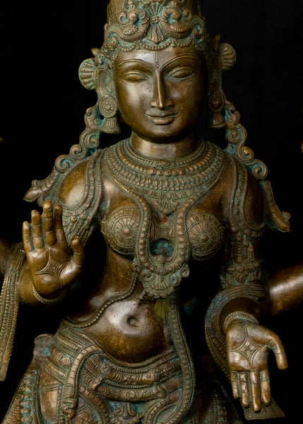 Bronze Standing Goddess Lakshmi 38" - Lost-Wax Method Sculpture