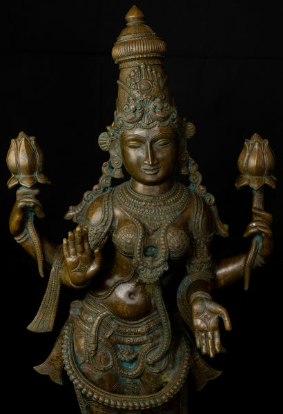 Bronze Standing Goddess Lakshmi 38" - Lost-Wax Method Sculpture