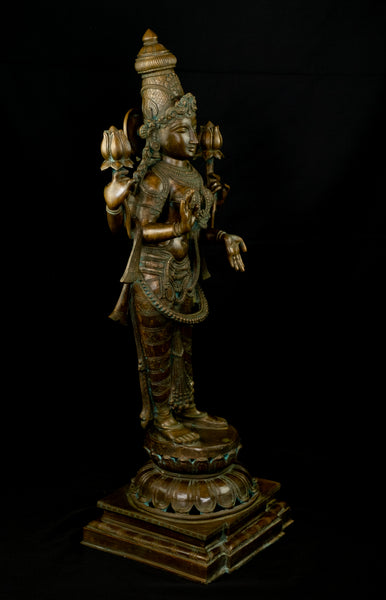 Bronze Standing Goddess Lakshmi 38" - Lost-Wax Method Sculpture