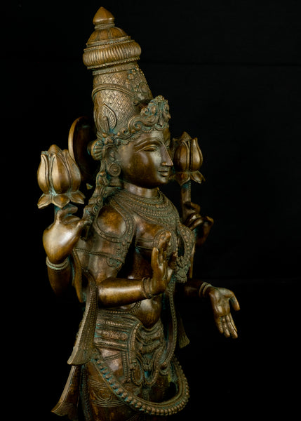 Bronze Standing Goddess Lakshmi 38" - Lost-Wax Method Sculpture