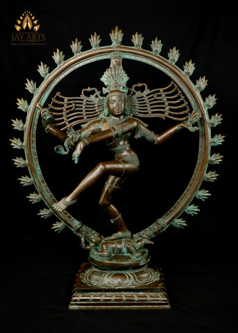 Bronze Nataraja Statue 44" - The Hindu Dance God Shiva - Lost-Wax Method Sculpture