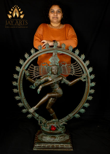 Bronze Nataraja Statue 44" - The Hindu Dance God Shiva - Lost-Wax Method Sculpture