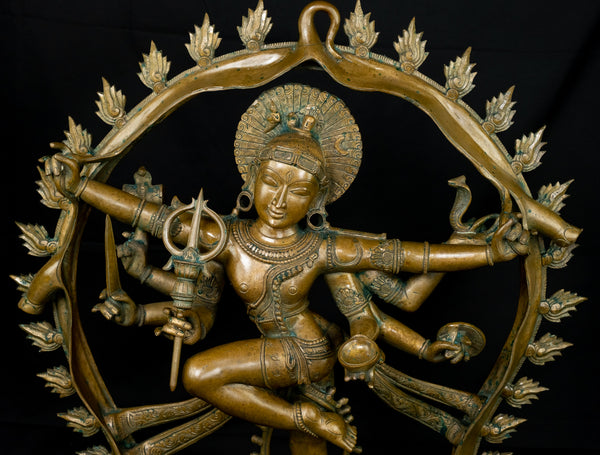 Bronze Gaja Samhara Murthy 38" - Lord Shiva as the Destroyer of the Elephant demon, a popular icon in the Chola art - Lost-Wax Method Sculpture