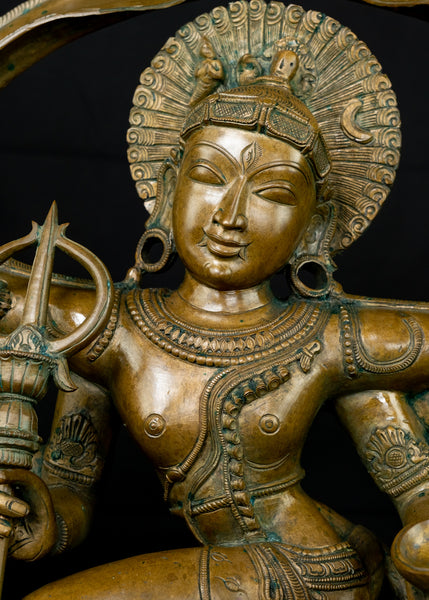 Bronze Gaja Samhara Murthy 38" - Lord Shiva as the Destroyer of the Elephant demon, a popular icon in the Chola art - Lost-Wax Method Sculpture