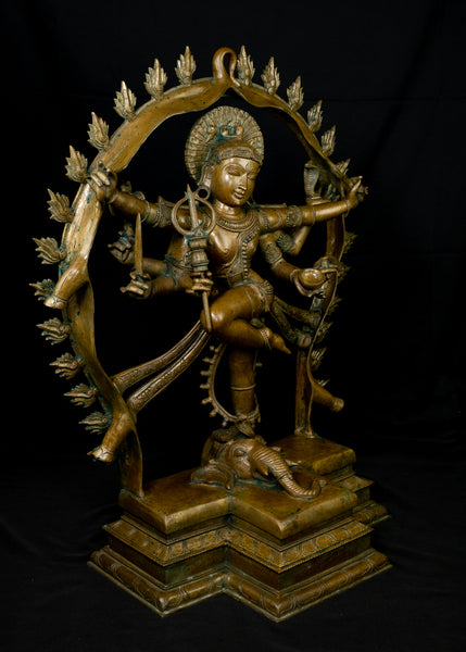 Bronze Gaja Samhara Murthy 38" - Lord Shiva as the Destroyer of the Elephant demon, a popular icon in the Chola art - Lost-Wax Method Sculpture
