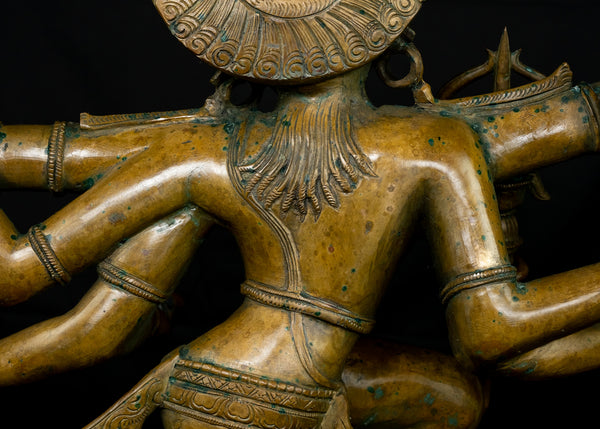 Bronze Gaja Samhara Murthy 38" - Lord Shiva as the Destroyer of the Elephant demon, a popular icon in the Chola art - Lost-Wax Method Sculpture